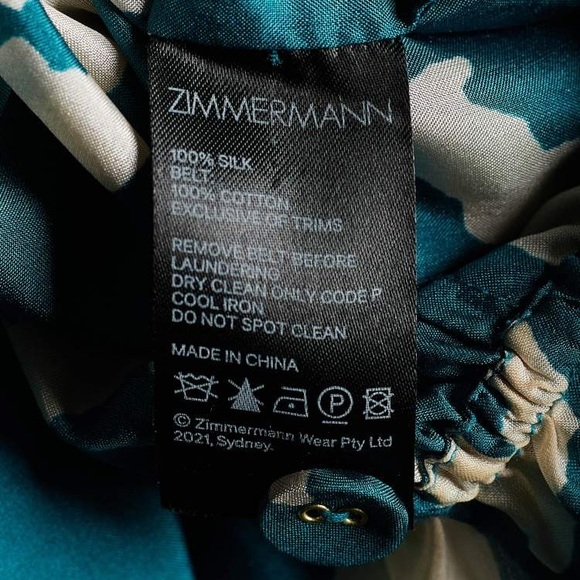 Zimmermann Silk Teal Long Sleeve Animal Leopard Gold Print Romper S / 4